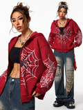 Y2K Spider Web Oversized Hoodie